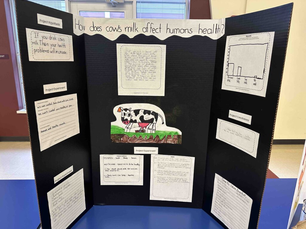 An Indy STEAM Academy scholar science fair project, “How Does Cow's Milk Affect Human’s Health?